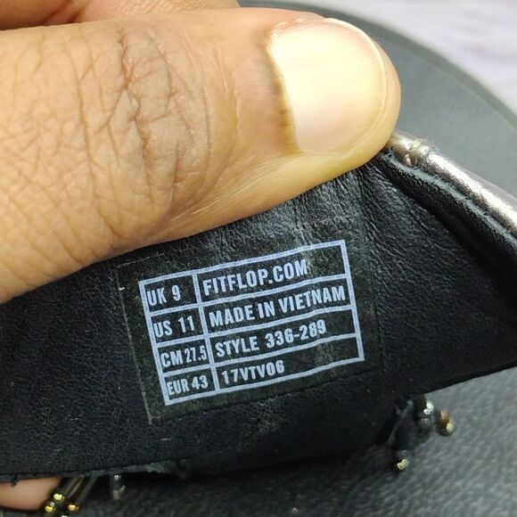 FitFlop Women’s Cha Cha Beaded Tassel Sandals Nimbus Silver Size 11 Iridescent - Picture 7 of 7